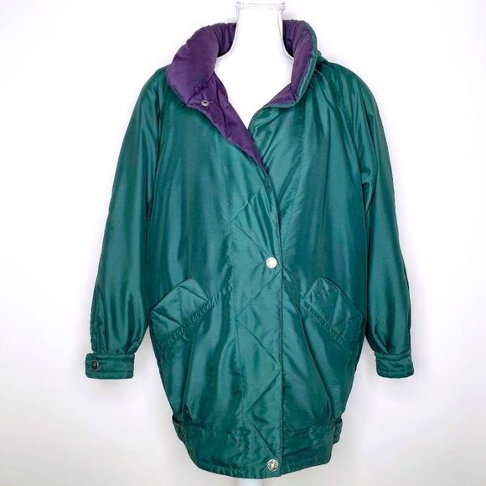 Vintage Utex Retro 80s Oversized Jacket Coat Women's Green Winter Hooded Punk L